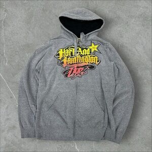 One Industries Hoodie Men Large Grey Rockstar Energy Zip Up Y2K Grunge Motocross